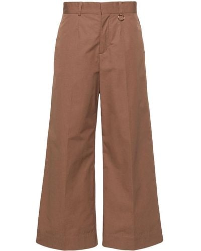 Aeron Ring-detail Cropped Palazzo Trousers - Brown