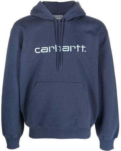Carhartt Logo Cotton Hoodie - Blue