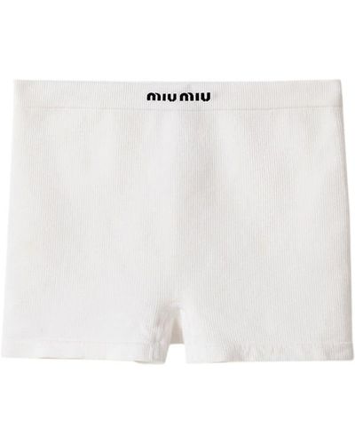 Miu Miu Seamless Ribbed Cotton Boxers - White