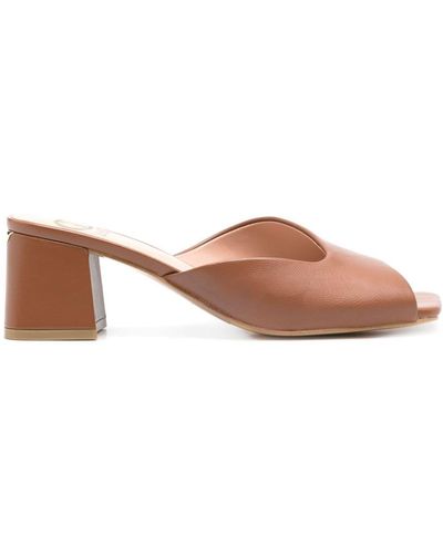 Liu Jo 65mm Judy Leather Asymmetric Sandals - Brown