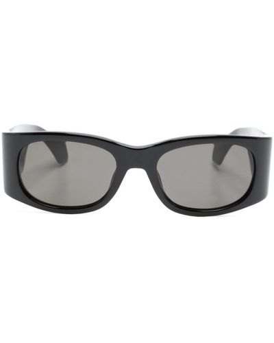 Ambush Logo-print Oval-frame Sunglasses - Grey