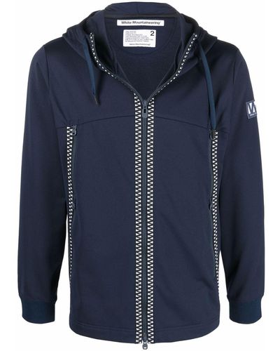 White Mountaineering Logo-patch Zip-up Hoodie - Blue