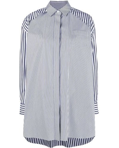 Sacai Stripe-print Shirt Dress - Blue