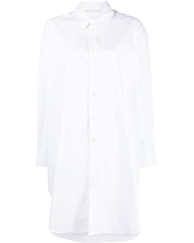 Palm Angels Rhinestone Logo Shirt Dress - White