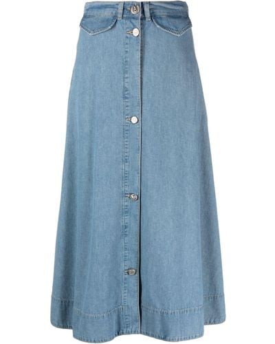 Moschino Jeans ボタン Aラインデニムスカート - ブルー