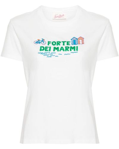 Mc2 Saint Barth Slogan-embroidered T-shirt - ブルー