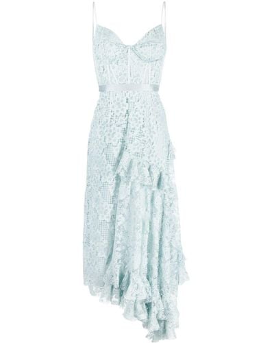 Erdem Melora Asymmetric Lace Dress - Blue