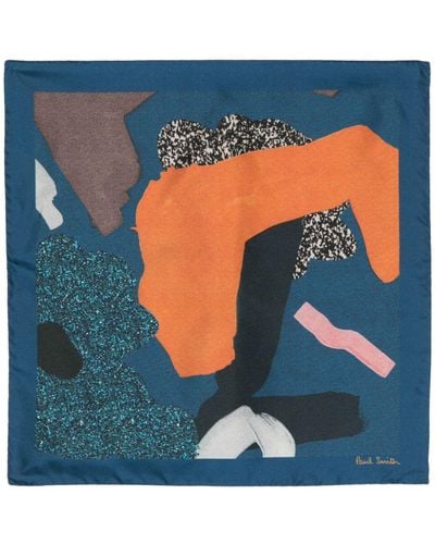 Paul Smith Abstract-print Silk Scarf - Blue