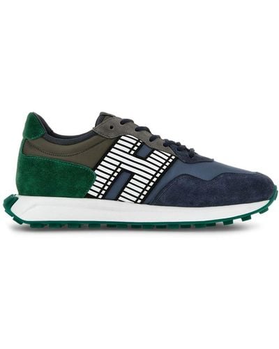 Hogan H601 Paneled Suede Sneakers - Green