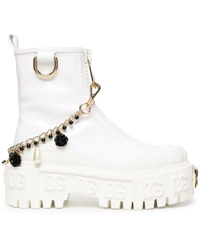 Dolce & Gabbana Logo-plaque Ankle Boots - White