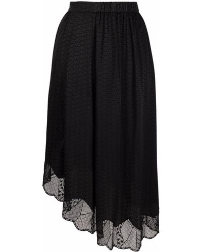 Zadig & Voltaire Sheer-panelling Slip-on Asymmetric Skirt - Black