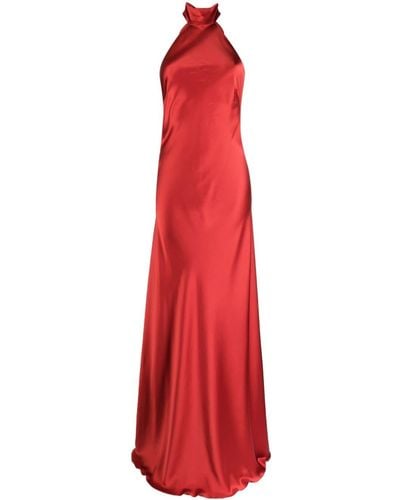 Michelle Mason Halterneck Silk Gown - Red