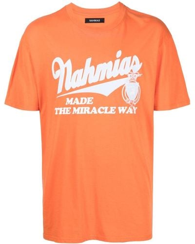 NAHMIAS Logo-print Cotton T-shirt - Orange