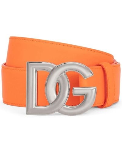 Dolce & Gabbana Leren Riem Met Dg-logo - Oranje