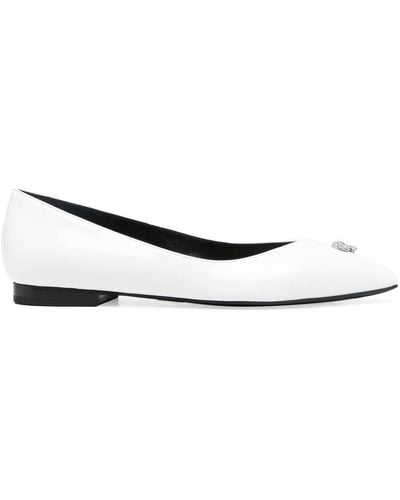 Philipp Plein Skull-stud Ballerina Shoes - White