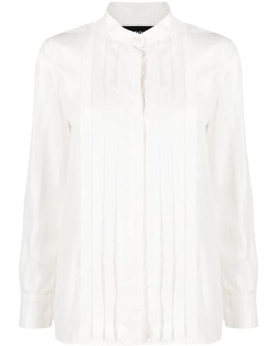Boutique Moschino Chemise plissée à plastron contrastant - Blanc