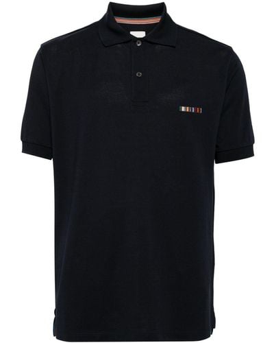 Paul Smith Stripe-detailing Cotton Polo Shirt - Black