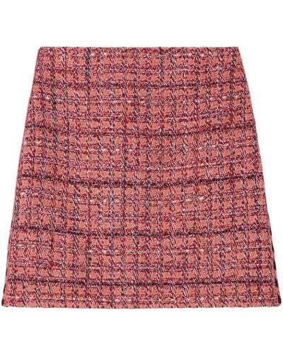 St. John Knitted-trim Tweed Miniskirt - Red