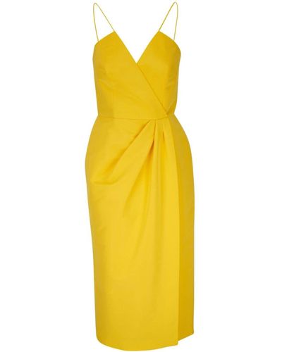 Carolina Herrera Twist-front Silk Midi Dress - Yellow