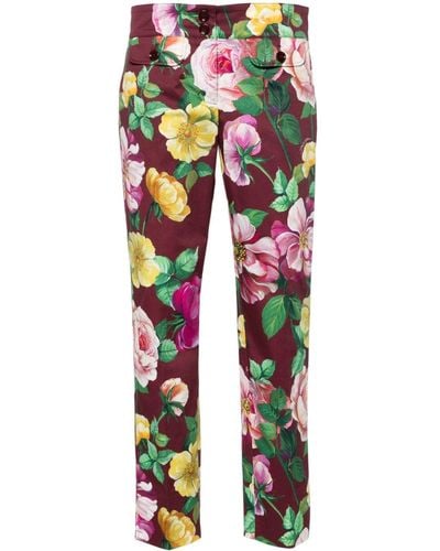 Dolce & Gabbana Pantalon de costume à fleurs - Rouge
