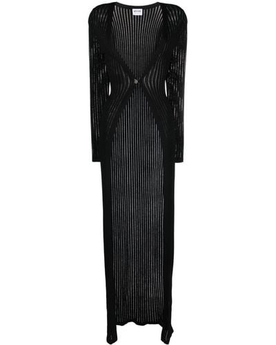 Moschino Jeans Cardigan long en maille ajourée - Noir