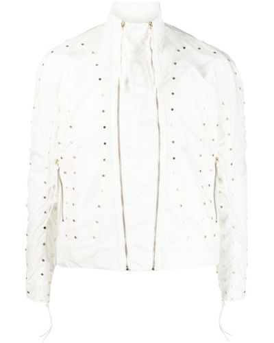 KANGHYUK Stud-embellished Zip-up Jacket - White