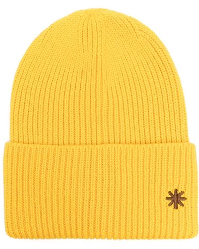 Manuel Ritz Gerippte Mütze mit Logo-Stickerei - Gelb
