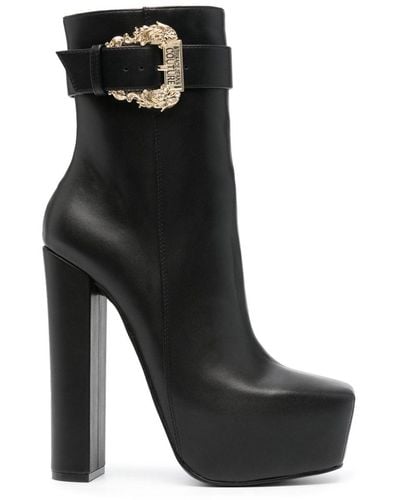 Versace Jeans Couture Hurley Black Platform Heeled Ankle Boots