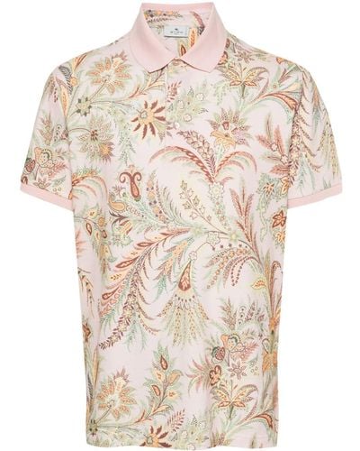 Etro Floral-print Polo Shirt - Natural