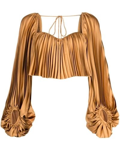 Acler Moston Pleated Cropped Top - Brown