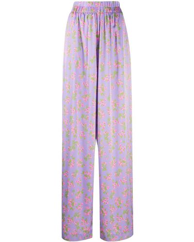 Natasha Zinko Floral Print Pajama Pants - Purple