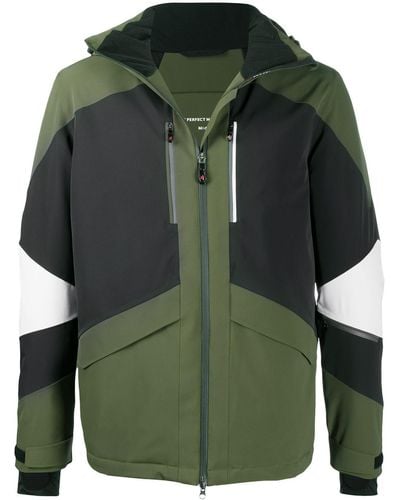 Perfect Moment Colour-block Panelled Hooded Jacket - Green