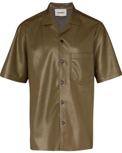 Nanushka Short-sleeved Faux Leather Shirt - Green