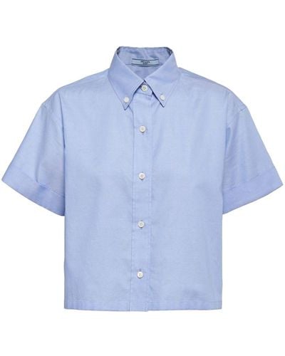 Prada Kurzärmeliges Cropped-Hemd - Blau