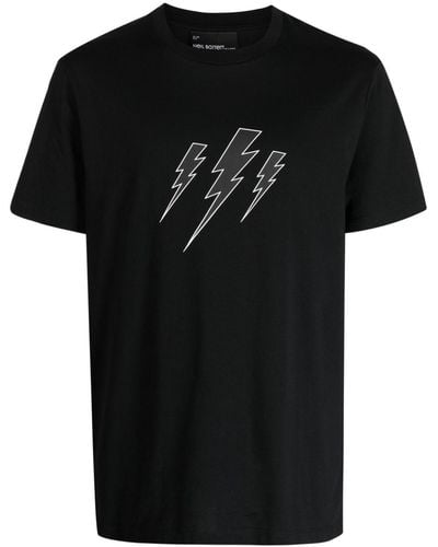 Neil Barrett T-shirt con stampa Thunderbolt - Nero