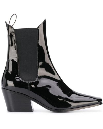 BY FAR Max Patent Ankle Boots - Black