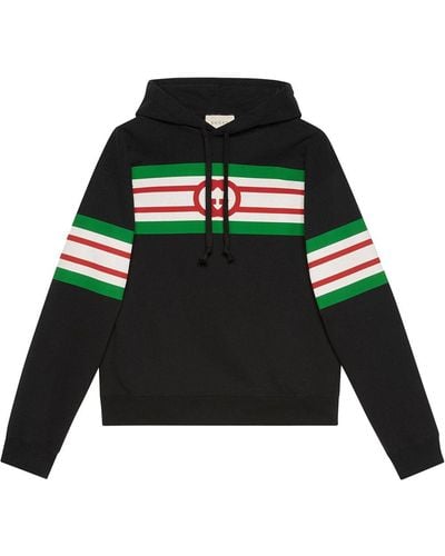 Gucci Kapuzenpullover mit Logo-Streifen - Schwarz