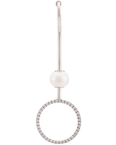 Delfina Delettrez 18kt White Gold Pearl And White Diamond Hoop Earring
