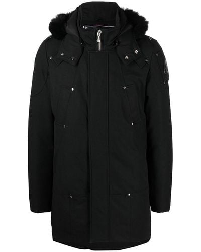 Moose Knuckles Parka con revers in shearling - Nero