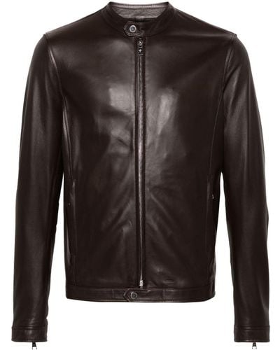 Tagliatore Zip-up Leather Jacket - Black