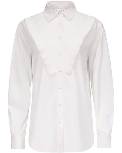 Area Bib-collar Cotton-blend Shirt - White