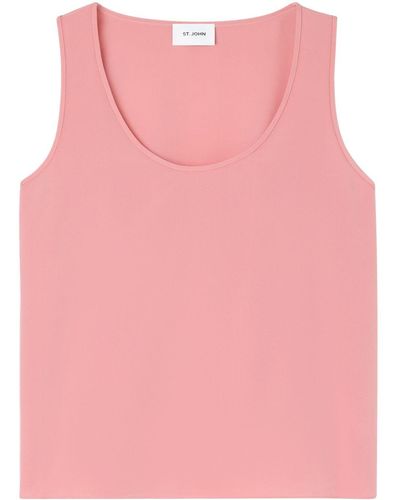 St. John Scoop-neck Silk Vest Top - Pink
