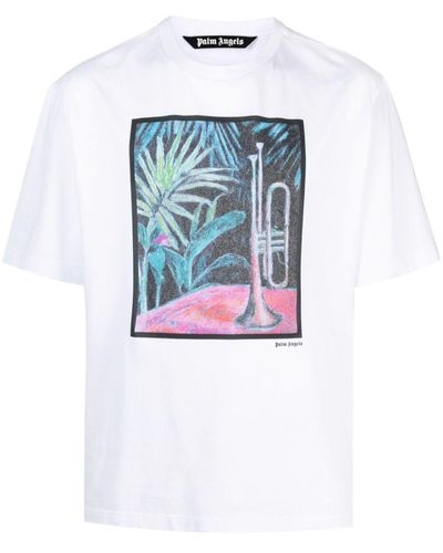 Palm Angels Oil On Canvas Tシャツ - ブルー