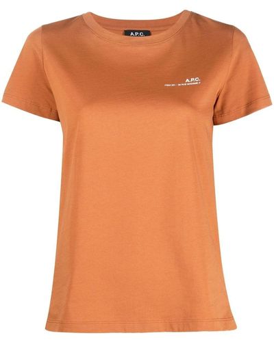 A.P.C. Camiseta con logo estampado - Naranja