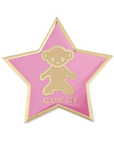 Gucci Brosche in Sternform mit Teddy - Pink