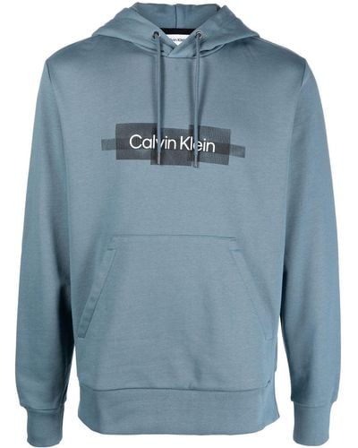 Calvin Klein Hoodie à logo imprimé - Bleu