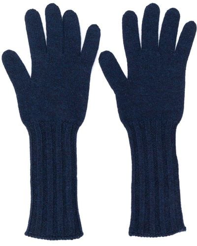 Pringle of Scotland Ribbed Scottish Gloves - Blue