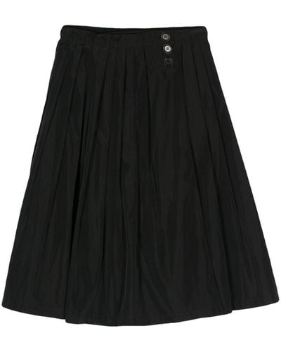 Aspesi Pleated Taffeta Midi Skirt - Black