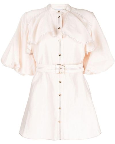 Acler Winspear Belted Shirt Minidress - Natural