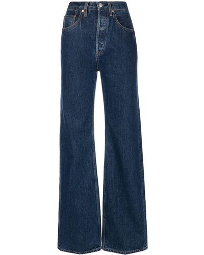 RE/DONE Ultra High Rise Wide Leg Jeans - Blue